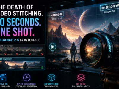 cinema lens reflecting digital grid lines — The Death of Video Stitching: How ByteDance’s New 30-Second Native 4K Model Chang