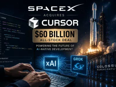SpaceX and Cursor AI branding on a professional workstation screen