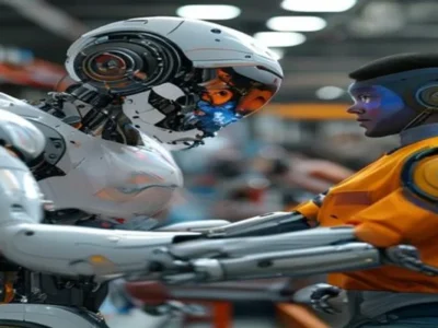 dual arm robot operating safely near human worker — Fenceless Future: Mantis Robotics' MR-X Redefines Industrial and Retail A