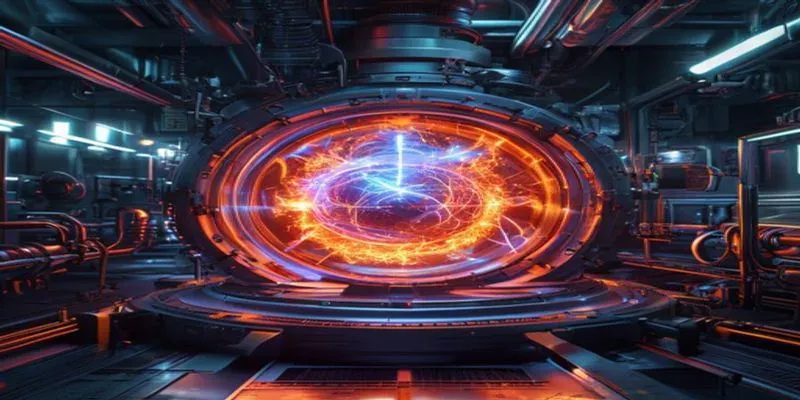 glowing plasma inside a futuristic fusion reactor chamber, industrial setting — Igniting the Future: General Fusion Breaks Te